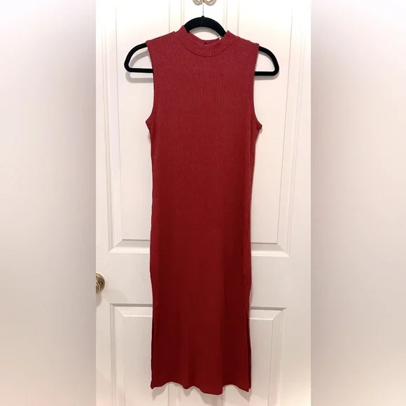 satin rust dress Six Stories Halterneck Satin Maxi Dress